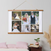 Creëer Uw eigen 5 foto bruiloft collage Hangend Wandkleed (Slaapkamer)