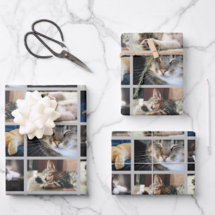 Creëer Uw Eigen 5 Foto Collage Grijze Rand Inpakpapier Vel