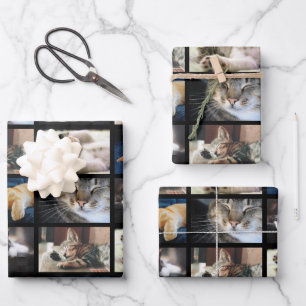 Creëer Uw Eigen 5 Foto Collage Zwarte Rand Inpakpapier Vel