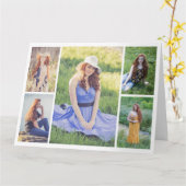 Creëer Uw eigen 5 fotocollage alle gelegenheden Kaart (Gele Bloem)