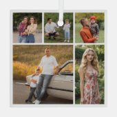 Creëer Uw eigen 5 Fotocollage Glas Ornament (Achterkant)