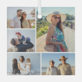 Creëer Uw eigen 5 Fotocollage Glas Ornament (Voorkant)