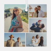 Creëer Uw eigen 5 Fotocollage Glas Ornament (Achterkant)