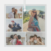 Creëer Uw eigen 5 Fotocollage Glas Ornament (Voorkant)