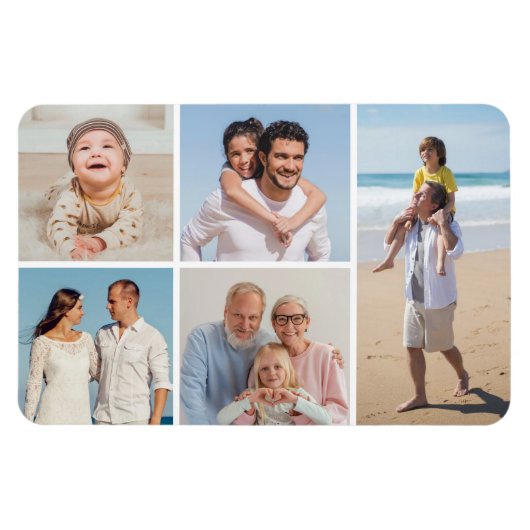 Creëer Uw eigen 5 Fotocollage Magneet (Horizontaal)