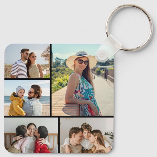 Creëer Uw eigen 5 Fotocollage Sleutelhanger (Achterkant)