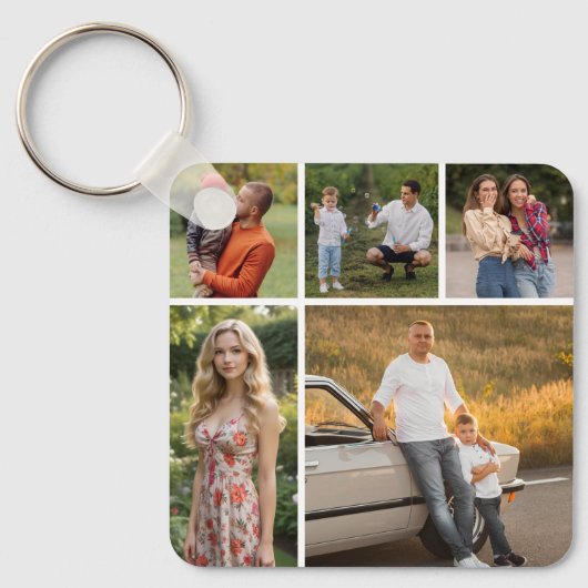 Creëer Uw eigen 5 Fotocollage Sleutelhanger (Voorkant)