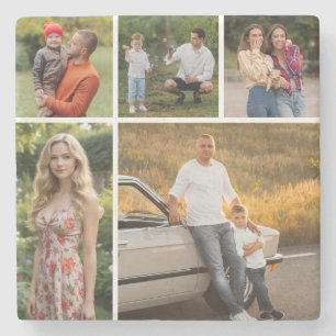Creëer Uw eigen 5 Fotocollage Stenen Onderzetter