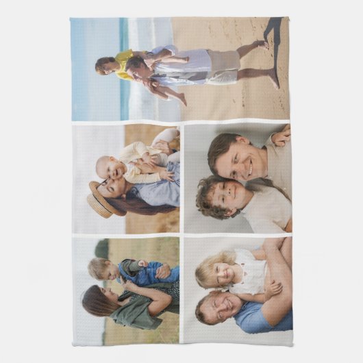 Creëer Uw eigen 5 Fotocollage Theedoek (Verticaal)
