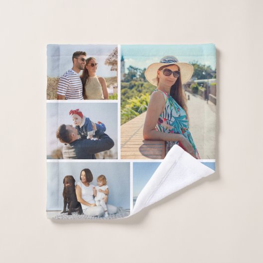 Creëer Uw eigen 5 Fotocollage Washandje (Wasdoekje)
