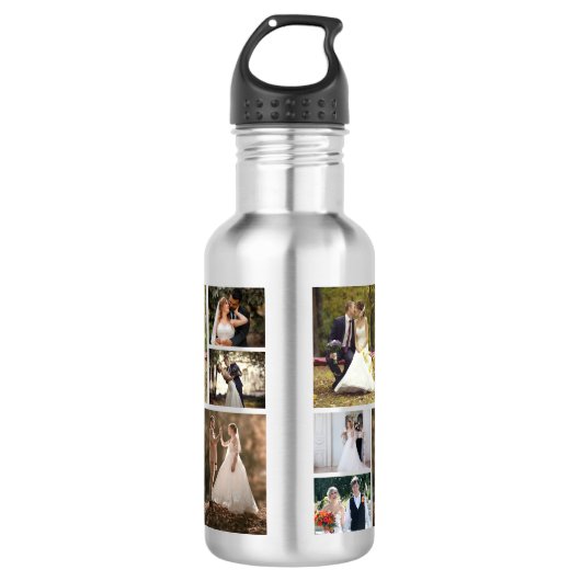 Creëer Uw eigen 6 foto bruiloft collage Waterfles (Voorkant)