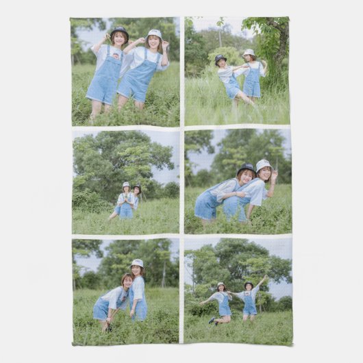 Creëer Uw Eigen 6 Foto Collage Keuken Handdoeken (Verticaal)