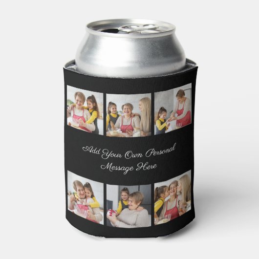 Creëer Uw eigen 6 Fotocollage Voeg uw groet toe Blikjeskoeler (Blikje Voorkant)