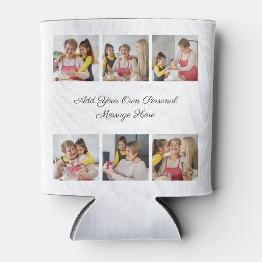 Creëer Uw eigen 6 Fotocollage Voeg uw groet toe Blikjeskoeler (Voorkant)