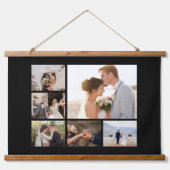Creëer Uw Eigen 6 Fotocollage Zwart Hangend Wandkleed (Voorkant)