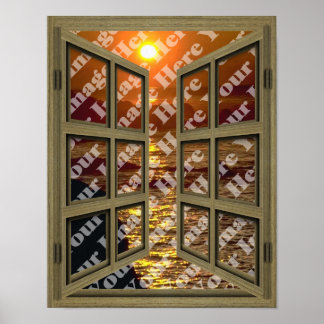 Creëer Uw eigen 6-pins bruin open Poster met ruite