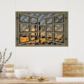 Creëer Uw eigen 6-puit licht bruin open venster Poster (Keuken)