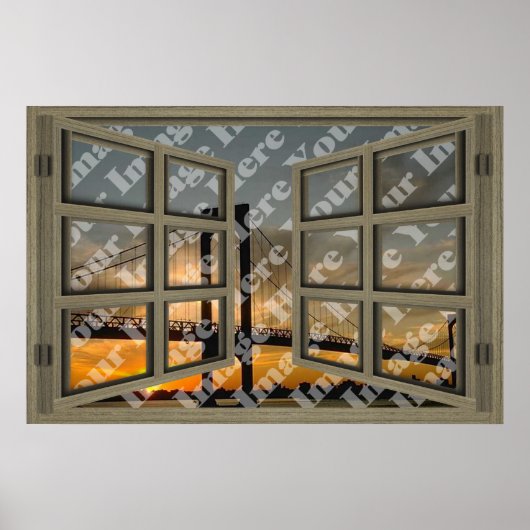 Creëer Uw eigen 6-puit licht bruin open venster Poster (Voorkant)