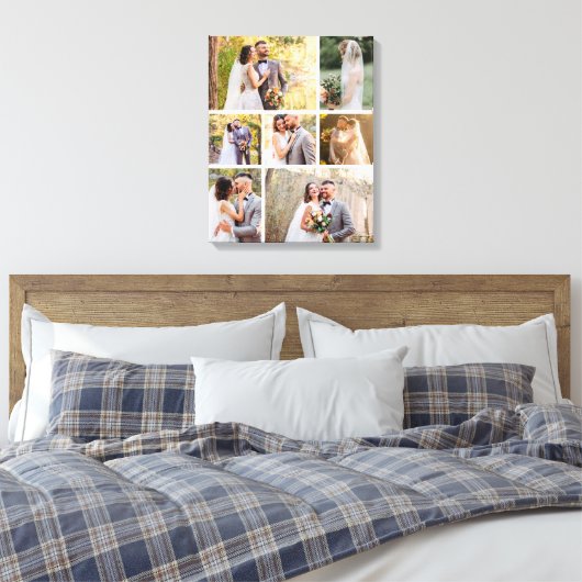 Creëer Uw eigen 7 foto bruiloft collage Canvas Afdruk (Insitu (Slaapkamer))