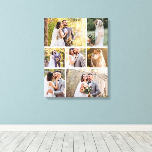 Creëer Uw eigen 7 foto bruiloft collage Canvas Afdruk (Insitu (Houten vloer))