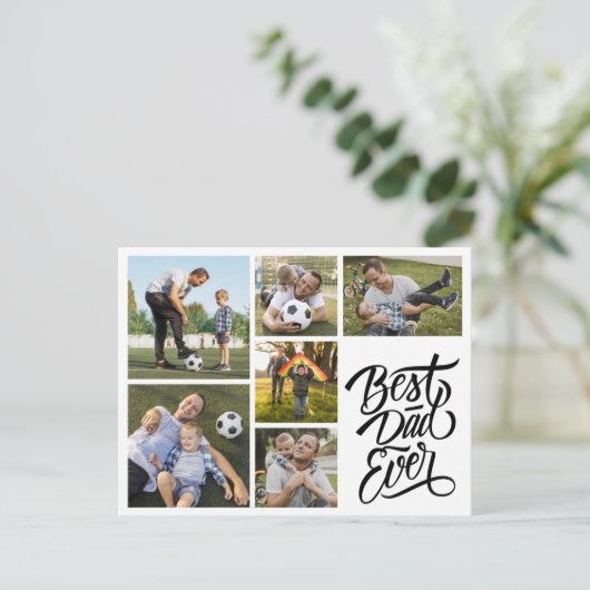 Creëer Uw eigen 7 fotocollage Beste Pap Ooit Briefkaart (Staand voorkant)
