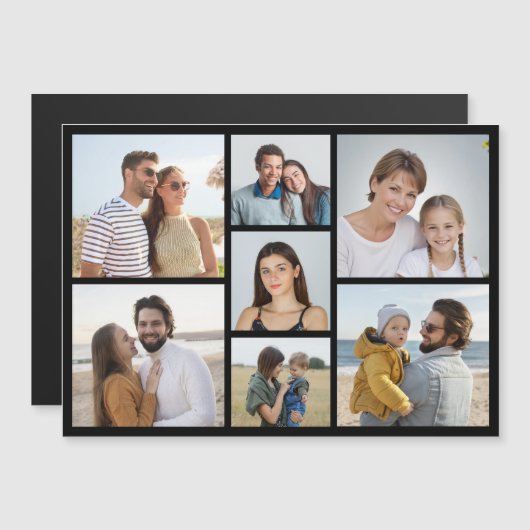 Creëer Uw eigen 7 Fotocollage Magnetische Kaart (Voorkant / Achterkant)