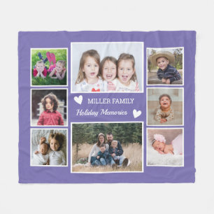 Creëer Uw Eigen 8 Familie Fotocollage Paarse Fleece Deken