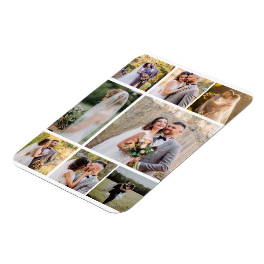 Creëer Uw eigen 8 foto bruiloft collage Magneet (Linkerzijde)