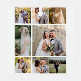 Creëer Uw eigen 8 foto bruiloft collage Metalen Ornament