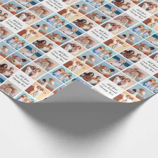 Creëer Uw eigen 8 Fotocollage Voeg uw groet toe Cadeaupapier (Hoek)