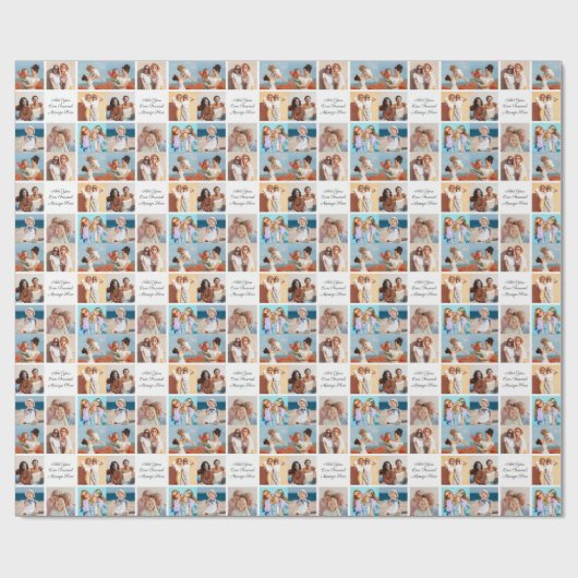 Creëer Uw eigen 8 Fotocollage Voeg uw groet toe Cadeaupapier (Vlak)