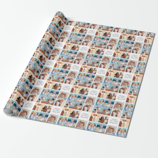 Creëer Uw eigen 8 Fotocollage Voeg uw groet toe Cadeaupapier (Uitgerold)