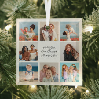 Creëer Uw eigen 8 Fotocollage Voeg uw groet toe Glas Ornament