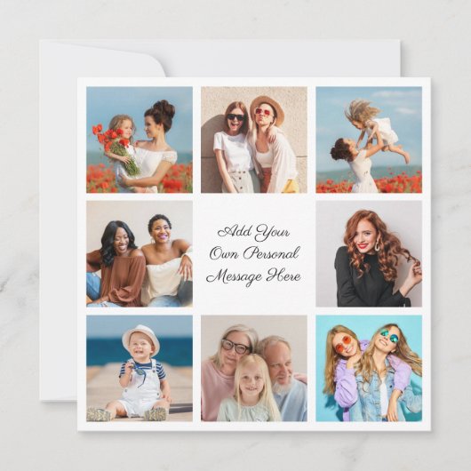 Creëer Uw eigen 8 Fotocollage Voeg uw groet toe Kaart (Voorkant)