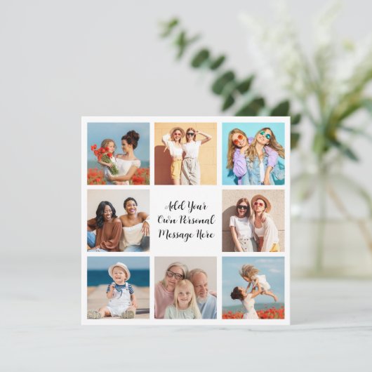 Creëer Uw eigen 8 Fotocollage Voeg uw groet toe Kaart (Staand voorkant)