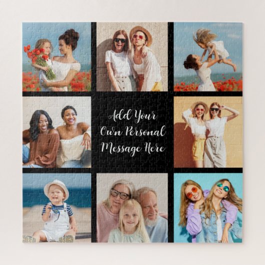 Creëer Uw eigen 8 Fotocollage Voeg uw groet toe Legpuzzel (Verticaal)