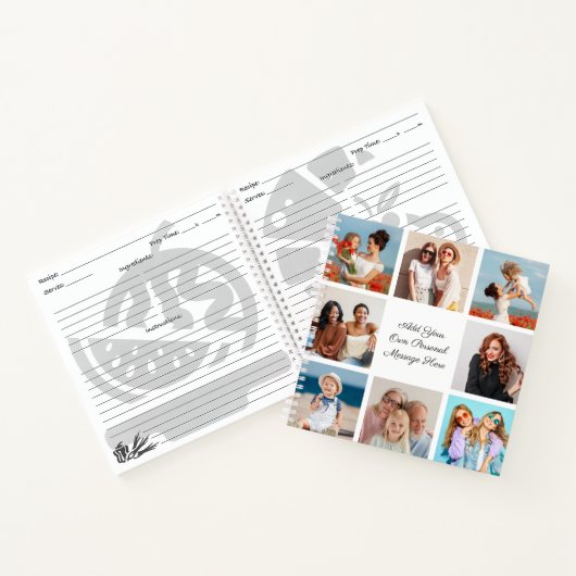 Creëer Uw eigen 8 Fotocollage Voeg uw groet toe Notitieboek (Binnen)