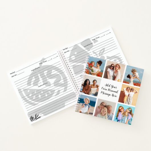 Creëer Uw eigen 8 Fotocollage Voeg uw groet toe Notitieboek (Binnen)