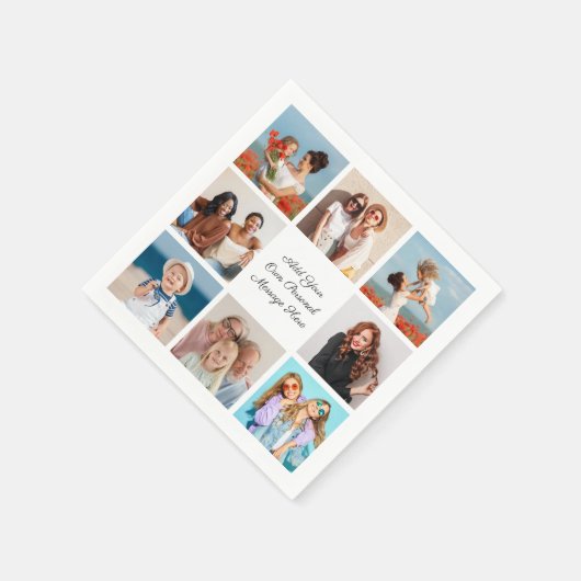 Creëer Uw eigen 8 Fotocollage Voeg uw groet toe Servet (Hoek)