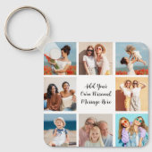 Creëer Uw eigen 8 Fotocollage Voeg uw groet toe Sleutelhanger (Voorkant)