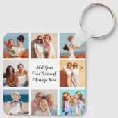 Creëer Uw eigen 8 Fotocollage Voeg uw groet toe Sleutelhanger (Achterkant)