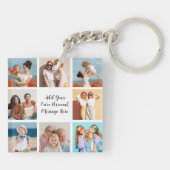 Creëer Uw eigen 8 Fotocollage Voeg uw groet toe Sleutelhanger (Achterkant)