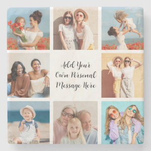 Creëer Uw eigen 8 Fotocollage Voeg uw groet toe Stenen Onderzetter