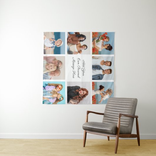 Creëer Uw eigen 8 Fotocollage Voeg uw groet toe Wandkleed (In Situ (horizontaal))