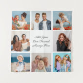 Creëer Uw eigen 8 Fotocollage Voeg uw groet toe Wandkleed (Voorkant)