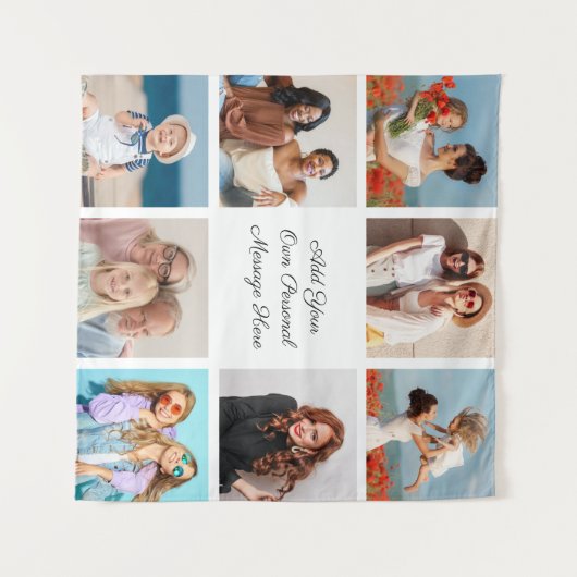 Creëer Uw eigen 8 Fotocollage Voeg uw groet toe Wandkleed (Voorkant (horizontaal))