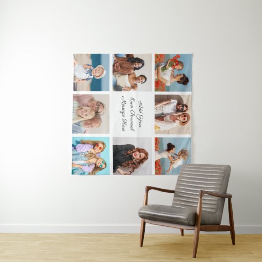 Creëer Uw eigen 8 Fotocollage Voeg uw groet toe Wandkleed (In Situ (horizontaal))