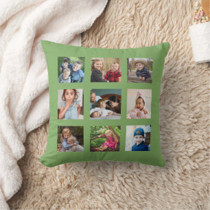 Creëer Uw Eigen 9 Foto Collage Pista Groen Kussen
