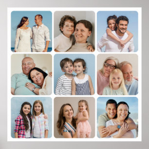 Creëer Uw eigen 9 fotocollage afgeronde hoeken Poster