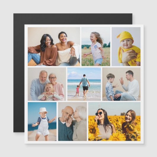 Creëer Uw eigen 9 Fotocollage Magnetische Kaart (Voorkant / Achterkant)